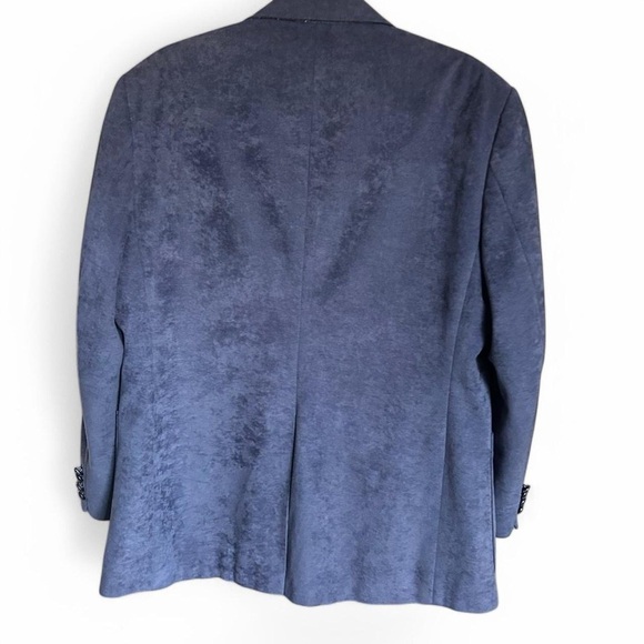 Vintage McGregor 42S Navy Blue Suede Blazer – Classic 2-Button Retro Style! - Picture 5 of 10